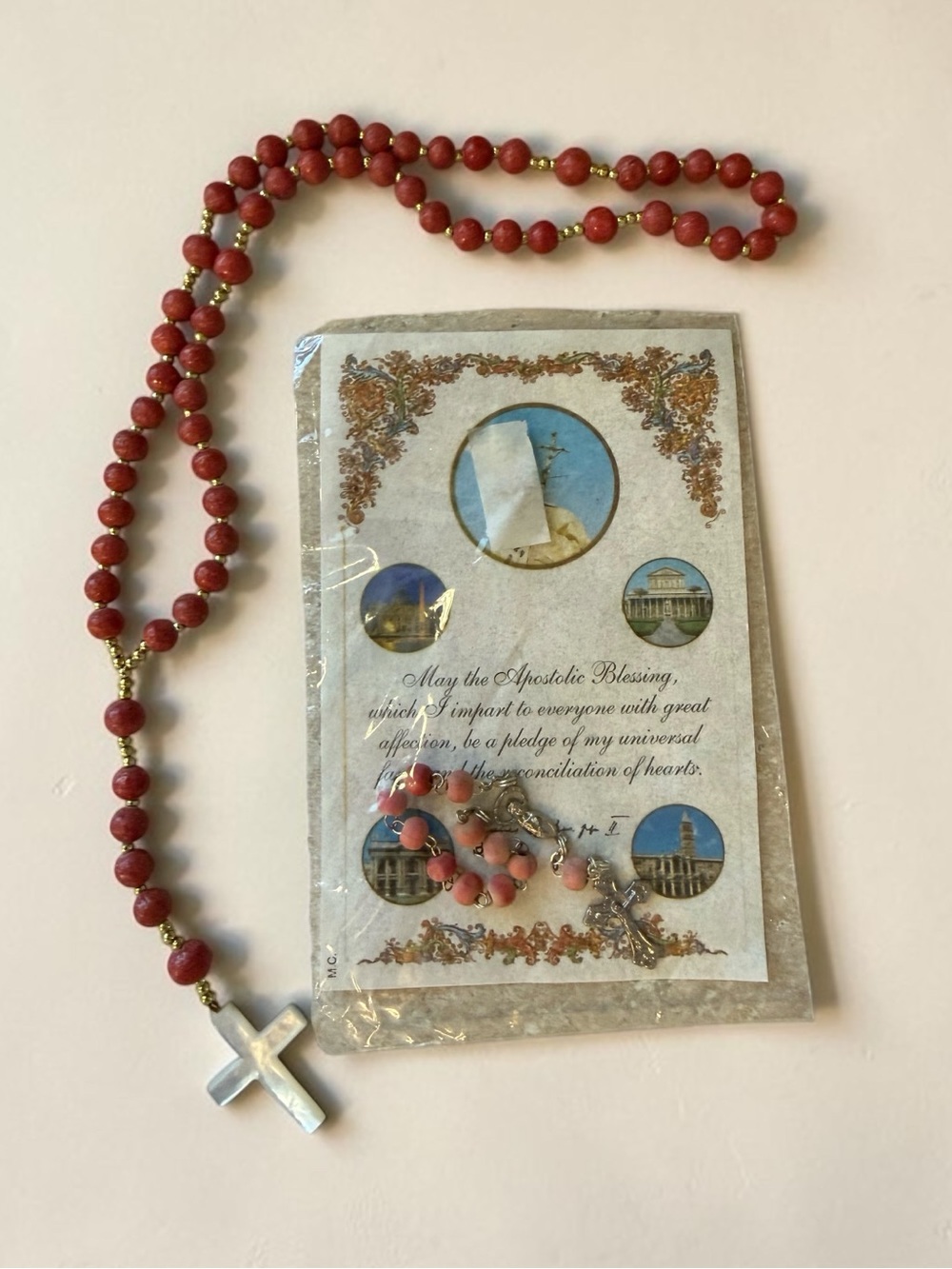 🫶🏻 Beaded Rosary Necklace with Cross and Bracelet Set